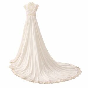 Vintage 70s ILGWU Wedding Dress Women XS Ivory Lace Empire Waist Boho Sleeveless